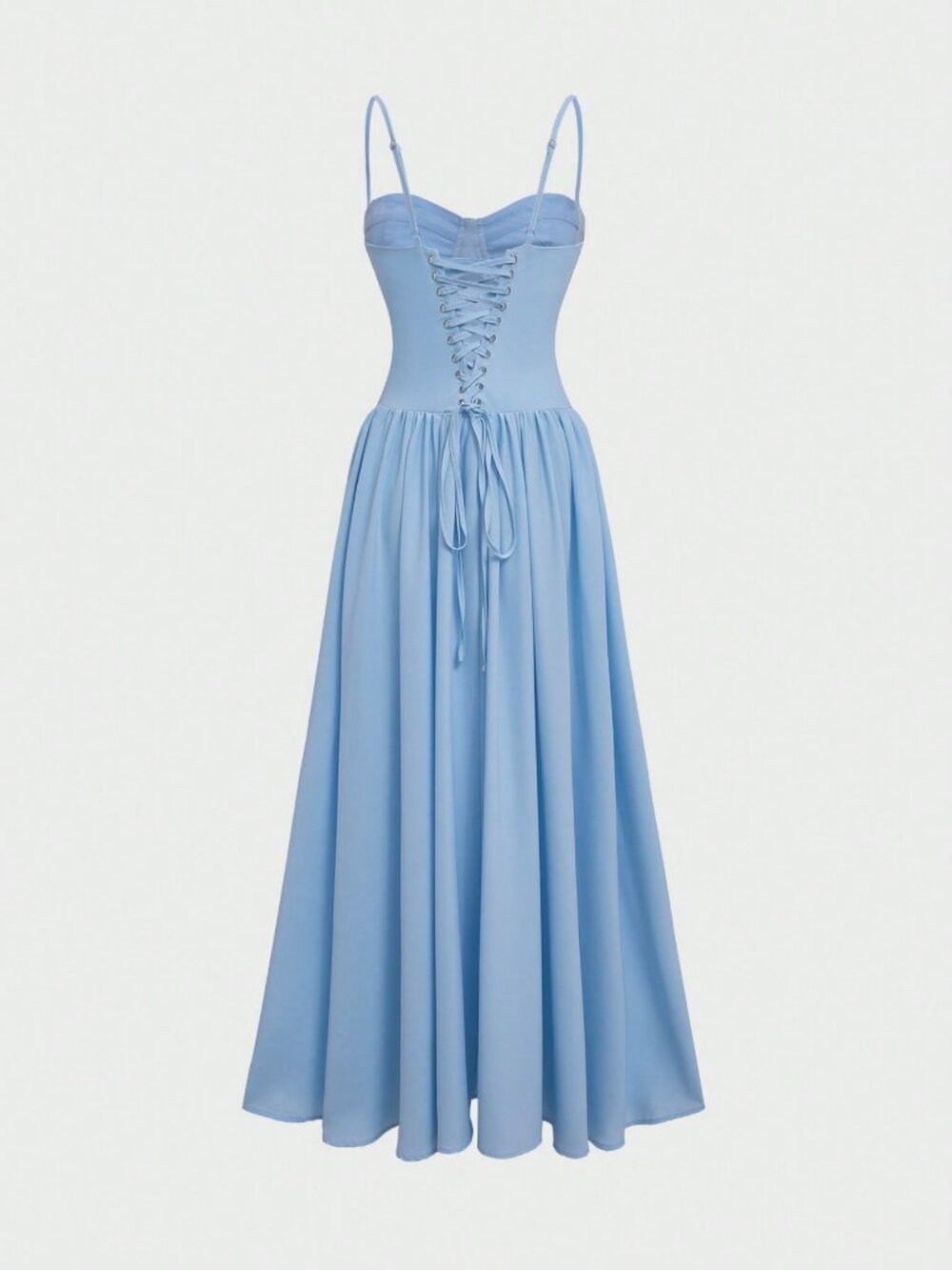 Blue Elegant Women's Romantic Fitted Pleated Dress - Picture 7 of 9